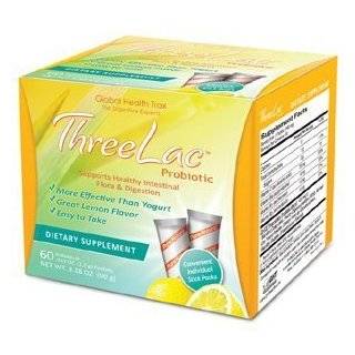 Threelac Probiotic Dietary Supplement, Natural Lemon Flavor, Includes 