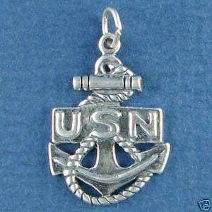Sterling Silver Anchor & Rope US Navy Symbol Charm  