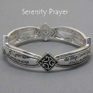 Serenity Prayer Bracelet, Silver Tone with Heart, Size  1/2 H 