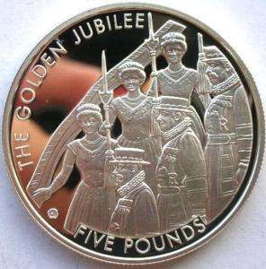 Jersey 2002 Golden Jubilee 5 Pounds Silver Coin,Proof  