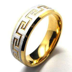 Mens Silver & Gold Tone Stainless Steel Ring Size 10  