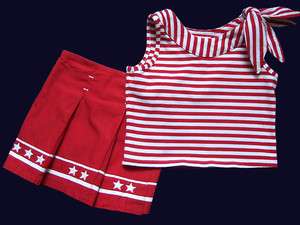 Girls Just Friends Red Stripes Stars Summer Outfit 2T  