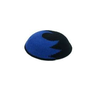  Blue and Black DMC Knitted Kippah with Black Rim 