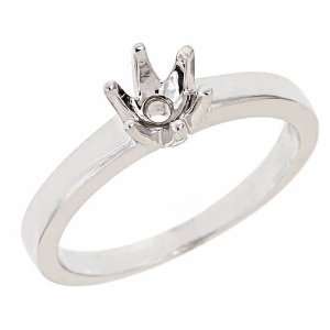   14K White Gold Solitaire Engagement Semi Mount Ring Setting Jewelry