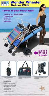 Wide Wheeled Wonder Wheeler Deluxe Rolling Beach Cart 080958277112 