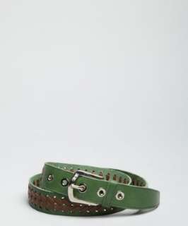 Balenciaga green woven leather belt   