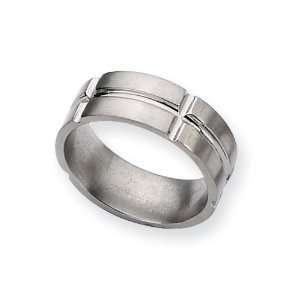  Titanium Grooved 6mm Brushed and Polished Band Size 17 
