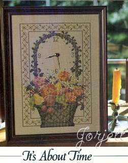 Its About Time floral clock cross stitch pattern  