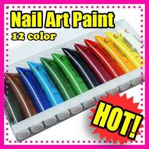   set 12 color Professional 3d multi surface nail art paint #386  