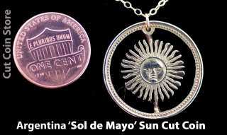   Mayo Cut Coin Necklace Argentine May Sun 10 Peso Cut Coin Store  