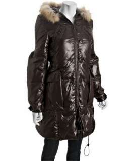 Rudsak brown quilted fur trim hooded down jacket   