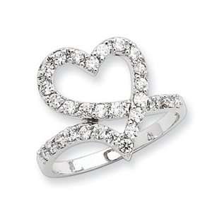  Sterling Silver CZ Open Heart Ring Size 8 Jewelry