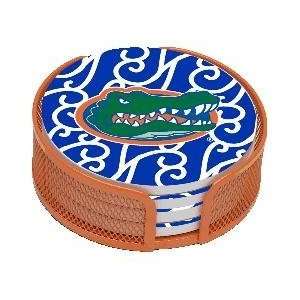  Florida Gators Swirls 4 Coaster Gift Set w/ Wire Mesh Tray 