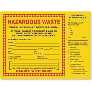   Waste Handle with Care with PPE Label, 8 x 6