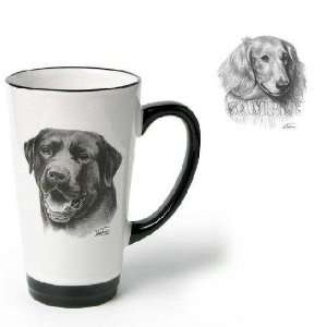   Cup with Longhair Dachshund (Black and white, 6 inch)