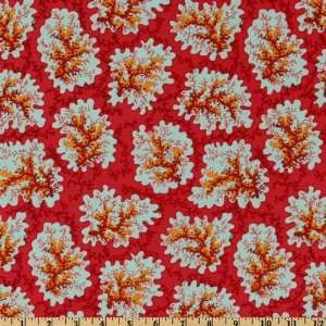  44 Wide Philip Jacobs Spring 09 Coral Leaf Red Fabric By 