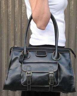 Black European Faux Leather Handbag Purse New Edith Bag  