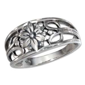  Sterling Silver Filigree Flower Band (size 09) Jewelry