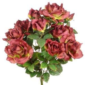  24 Silk Roses Flowers Wedding Bouquet Burgundy #205