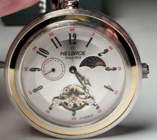 Helbros Skeleton 17 jewel Mechanical Pocket Watch New  