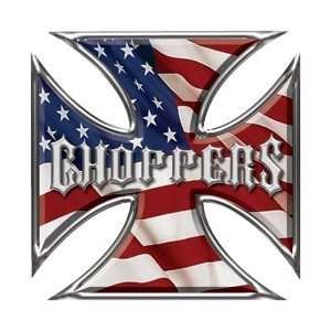  Maltese Cross Decal American Flag Choppers   2 h 