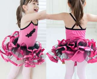 Black Pink Ballet Dance Costume Tutu Girls Dress 3 8Y  