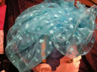 VINTAGE TURQUOISE VEILED HAT WITH FREE MATCHING PURSE  