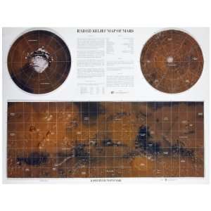   492 A One Piece Oversized UPS Mars Relief Map, 34 Length x 26 Width