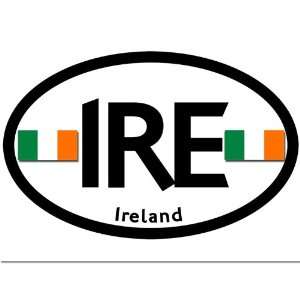  Euro Oval White IRE w/ Ireland Flags Sticker Everything 