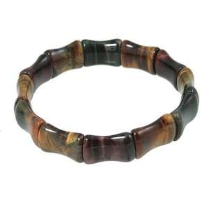    African Tigereye Bamboo Stretch Bracelet Natural Stone Jewelry