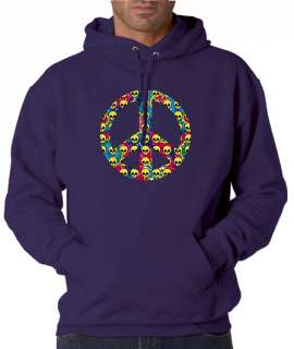 Peace Symbol Skulls Tie Dye 50/50 Pullover Hoodie  
