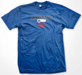 SLOVENIA Soccer T shirt Crest Flag Football Mens Tee  