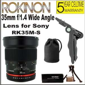  Rokinon 35mm f/1.4 Wide Angle Lens for Sony (RK35M S) + 5 