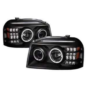01 04 Nissan Frontier Black CCFL LED Halo Projector Headlights /w 