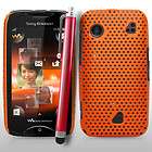 Orange Mesh Hard Case For Sony Ericsson Mix Walkman WT13i & Stylus
