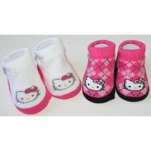  Hello Kitty Baby Socks/Booties Pink White/Pink Plaid Size 