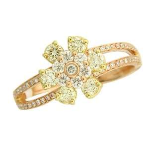  .83Ct TDW Pink Rose Gold Flower Diamond Ring Jewelry