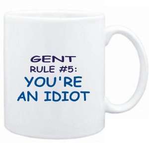  Mug White  Gent Rule #5 Youre an idiot  Male Names 