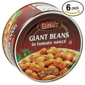 Zergut Giant Beans in Tomato Sauce, 9.9 Ounce Cans (Pack of 6)  
