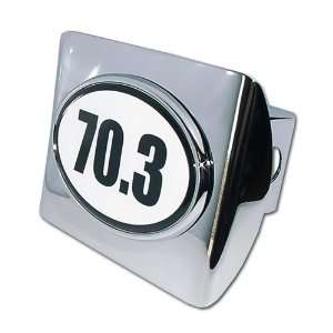 Half IronMan 70.3 Premium Chrome Metal Trailer Hitch Cover with 