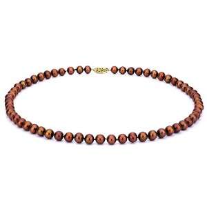  18 inch Chocolate Fresh Water Pearl Necklace 7 7.5mm each 