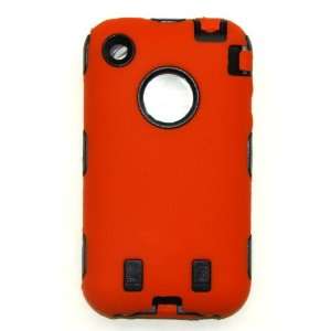 APPLE IPHONE 3 3G 3GS ORANGE AND BLACK TWO LAYERED DEFENDER CASE COVER 