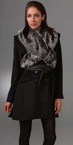 Foley + Corinna Wool Coat with Faux Fur Wrap  