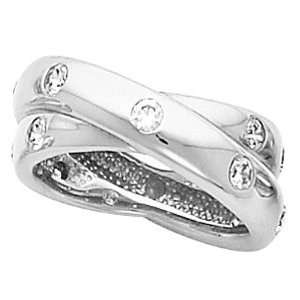   White Gold Diamond Overlap Design Ring   Size 5   1.00 Ct.  Jewelry