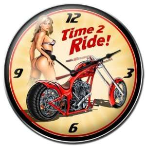 Time 2 Ride Pinup Girls Clock   Victory Vintage Signs 