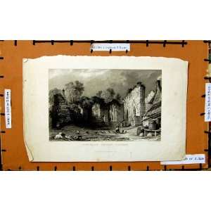    1835 View Finchale Priory Durham England Engraving