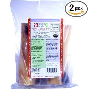 Paw Naturaw Dried Beef Marrow Bones, 6 Inch bones, 2 Count Bags (Pack 