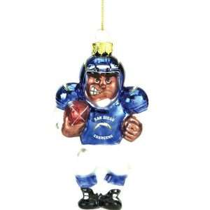  San Diego Chargers 4 Glass Black Football Player Holiday 