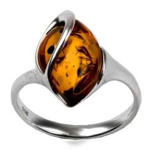  Natural Light Honey Color Amber Sterling Silver Marquis 