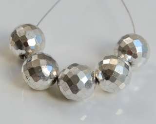 AAA Sparkle Silver Pyrite Faceted Round Ball Beads 8mm  